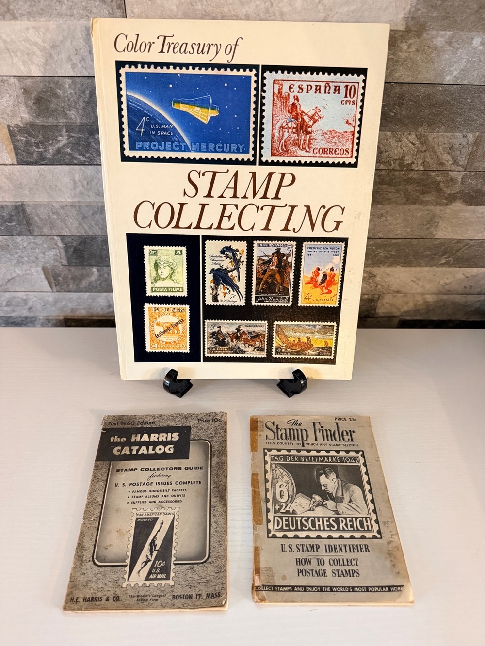 Vintage 3pc Stamp Collecting Book & Guide Lot Crescent Books & H.E. Harris 60/72